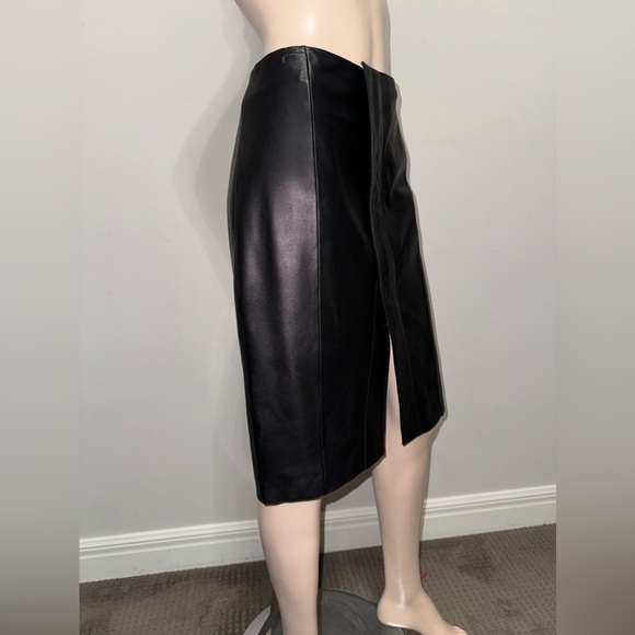 Antonio Melani Black Leather Pencil Skirt M - Picture 4 of 14